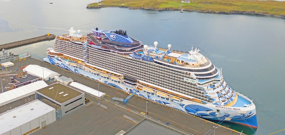 Norwegian Prima docked and ready to take on travelers in Reykjavik, Iceland.