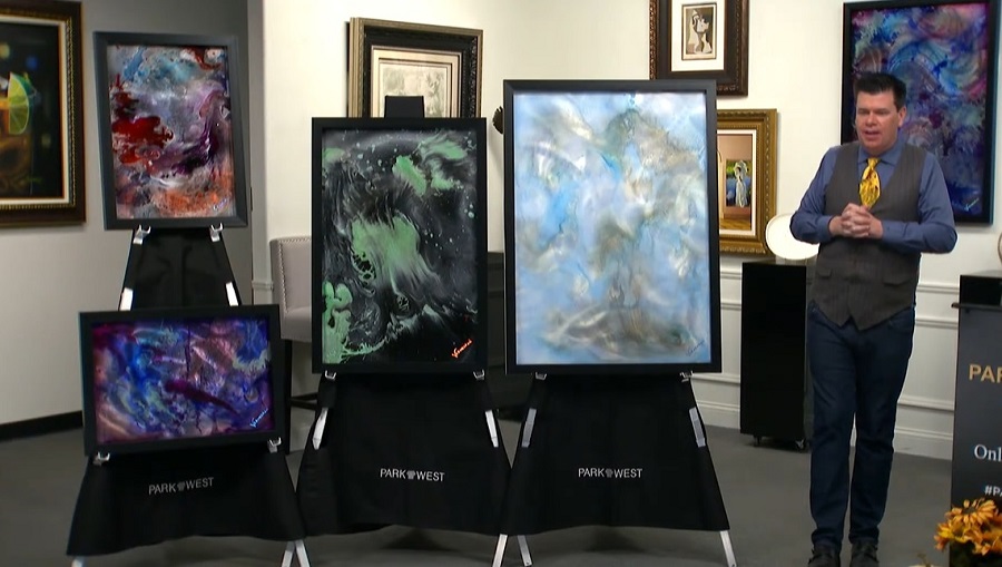 Jordan Sitter showcasing Vermeeren's art during the online auctions