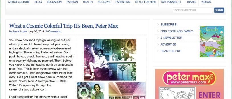 Peter Max in Portland Family Magazine